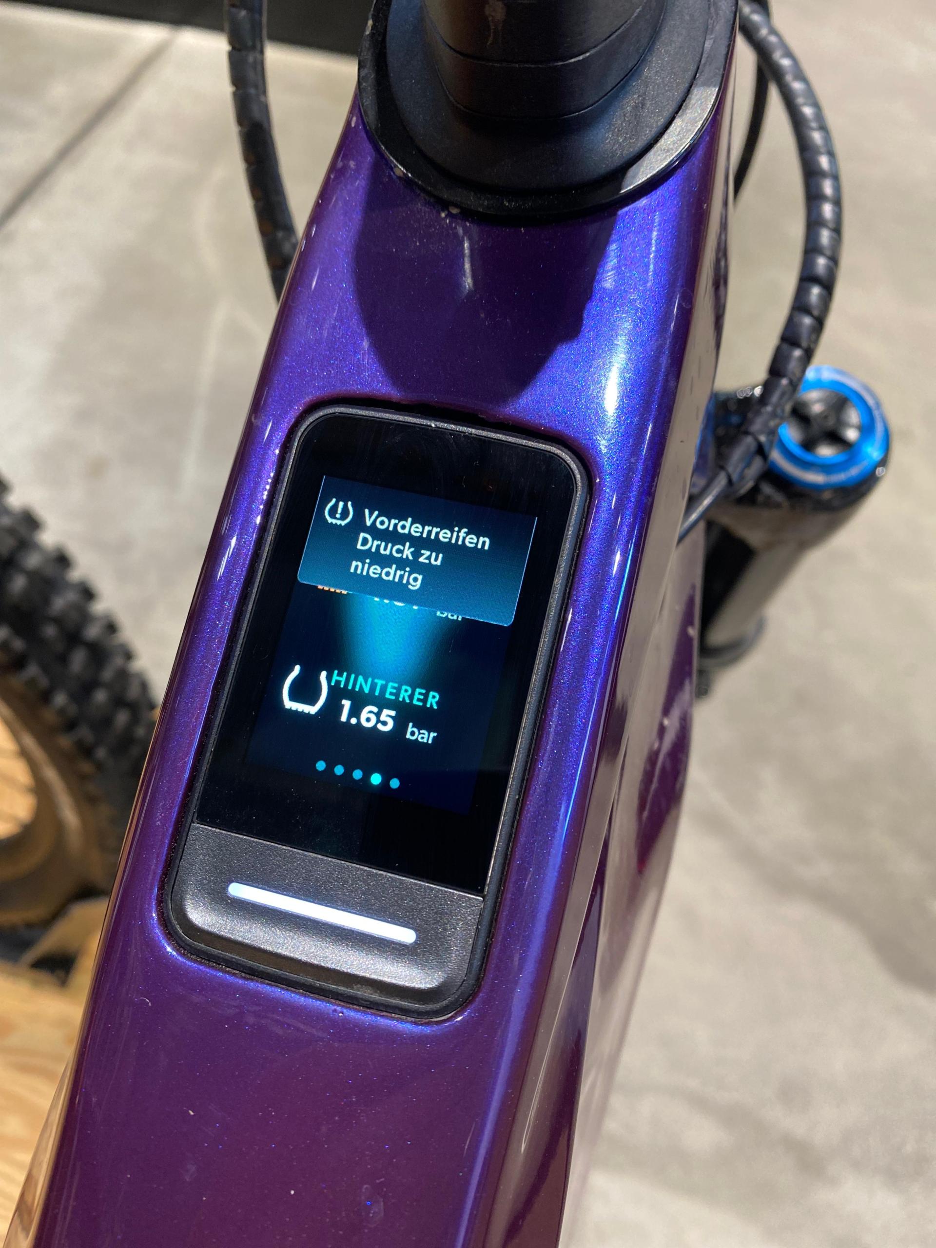 Reifendruckanzeige auf dem Giant E-Bike Display